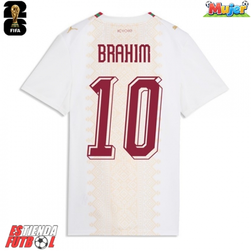 Marruecos Brahim Diaz #10 Segunda Equipación Mujer Mundial 2026 Manga Corta